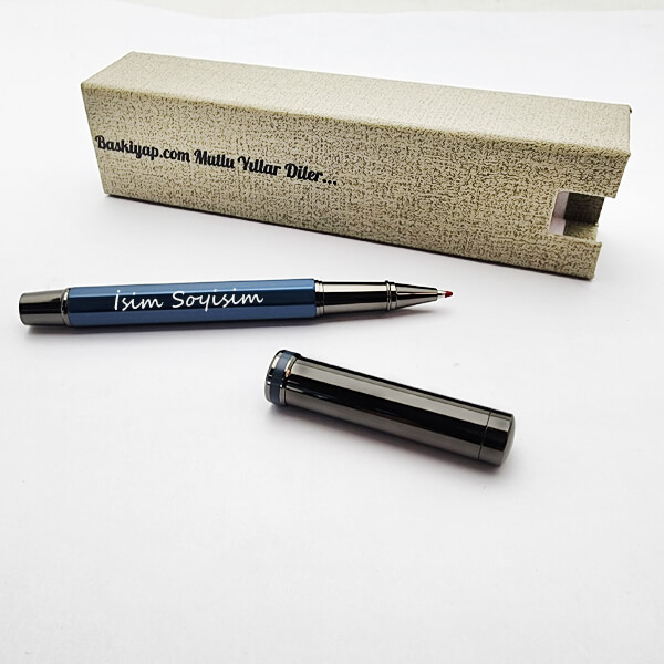 İsme Özel Kutulu Lacivert Roller Kalem görsel